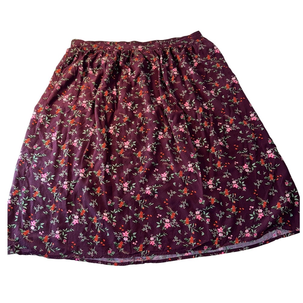Old Navy Purple Ditsy Floral Gathered Midi Skirt Women's 2X Rayon